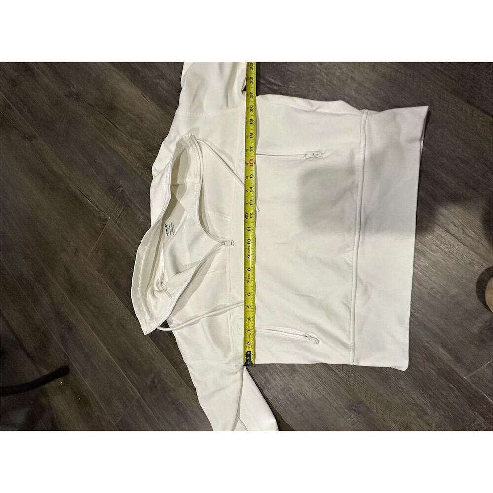 Old Navy Unisex White Fleece Hoodie Medium Quarter-Zip Casual Fall - Picture 2 of 4